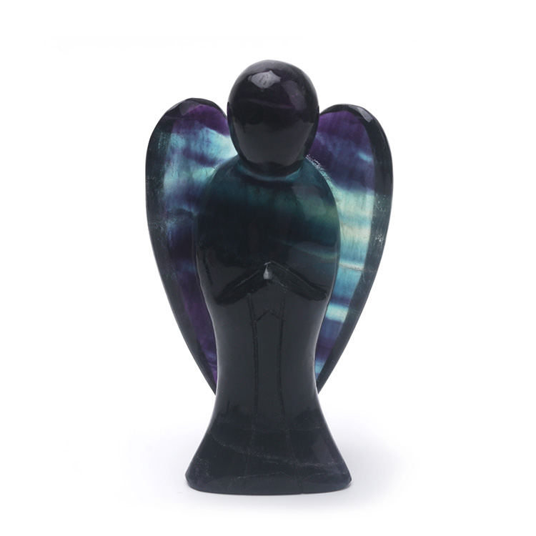 Rainbow fluorite angel carving