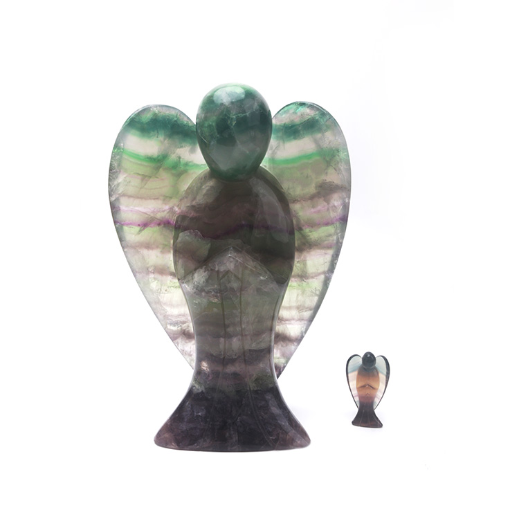 3-color fluorite angel carving